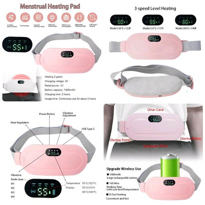 Cordless Heating Pad – 3 Heat & 4 Massage Modes, Rechargeable